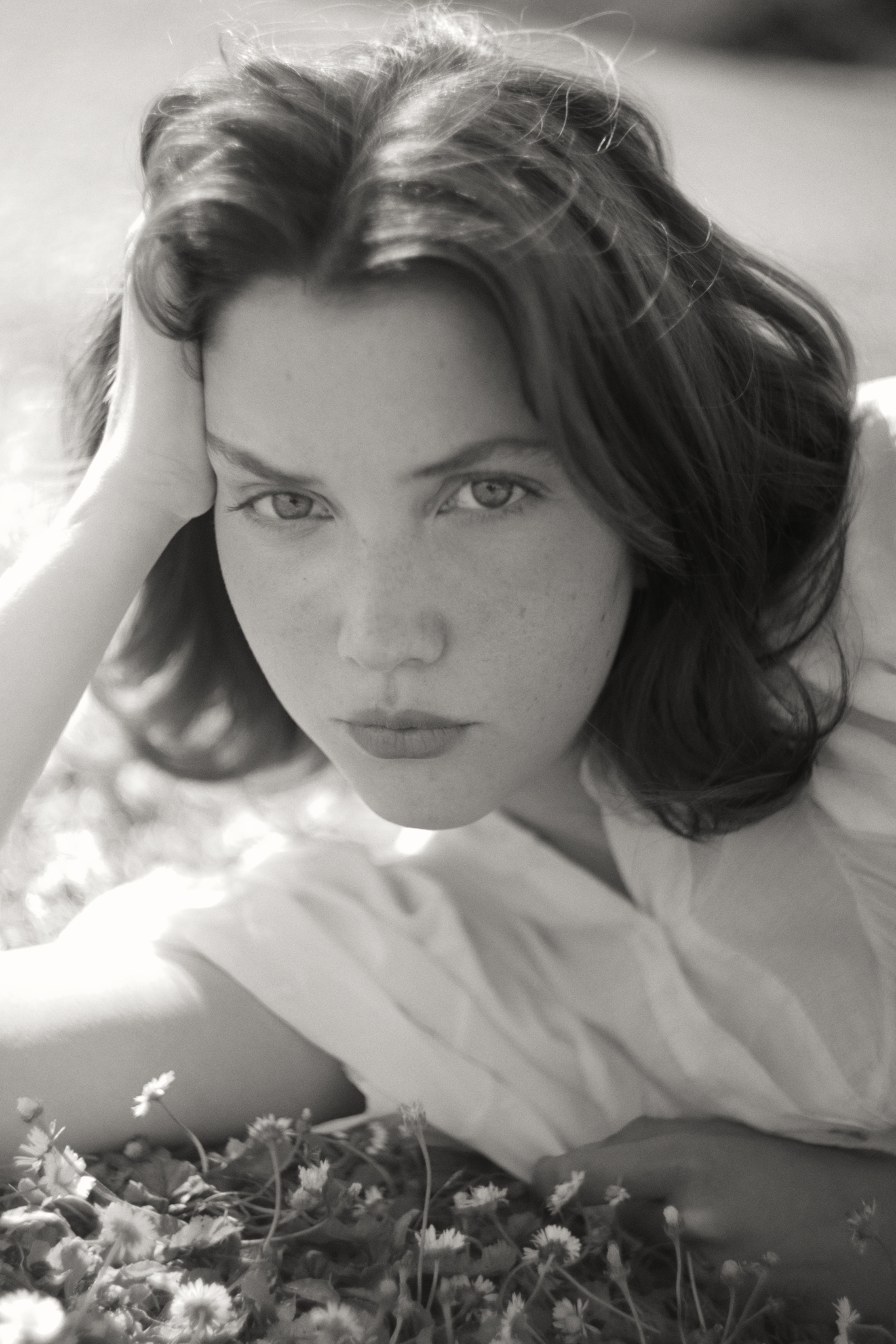 Moody low key studio portrait